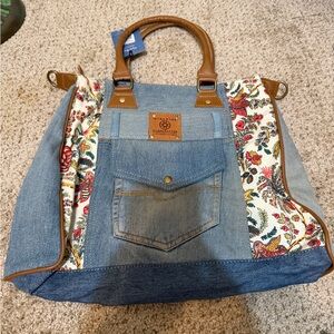 Myra Bag Denim and Floral Tote